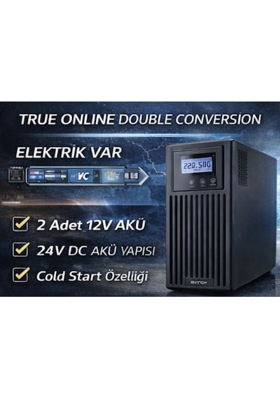 Necron Dtv-1kva Dt-v Serisi 1 Kva Online Ups 1000va 900w 0ms Geçiş Süresi Saf Sinüs Lcd Ekran