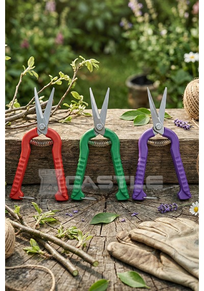 Castle Cst-8x Bağ Bahçe Bitki Çiçek Gül Üzüm Narenciye Budama Makası Set 3 Adet