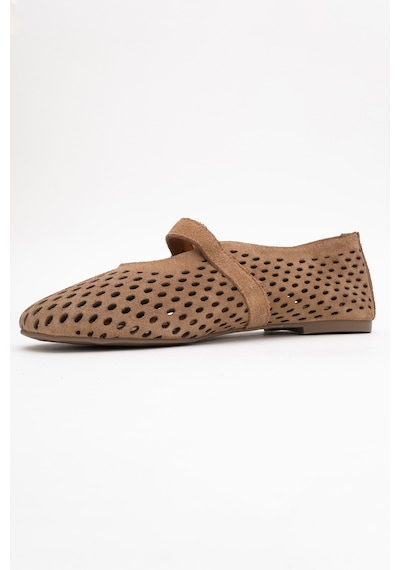 Luvishoes Luvi Shoes Arian Toprak Süet Hakiki Deri Delikli Kadın Babet Ayakkabı Toprak
