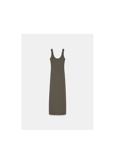 Dilvin 91733 Askılı Midi Boy Elbise-haki-16506