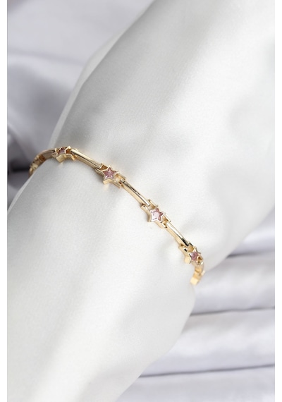 Yıldız Model Gold Renk Pirinç Bileklik - Tj-bb8081 Gümüş