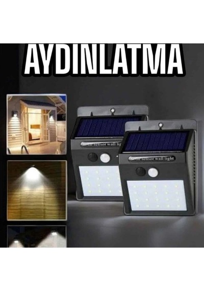Solar Hareket Sensörlü Led Bahçe Lambası 1200mah Pil Su Geçirmez Dış Mekan Aydınlatma