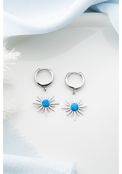 Çekirdekjewelry 925 Ayar Gümüş Rodyum Opal Taşlı Küpe Gri