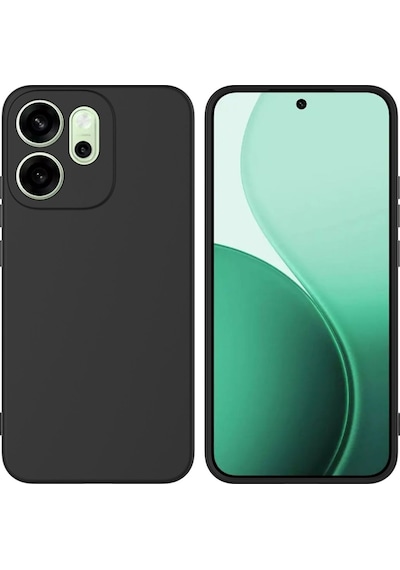 Oppo Reno 14F Uyumlu Silikon Kılıf - Kamera Korumalı Esnek Pastel Renk Kapak - Siyah