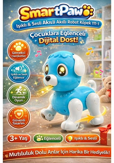 Smartpaw Sesli Işıklı Akıllı Robot Köpek Çocuklara Eğlenceli Dijital Dost - Mavi