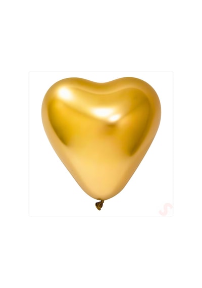 Krom Kalp Balon, Altın - 30cm X 5 Adet