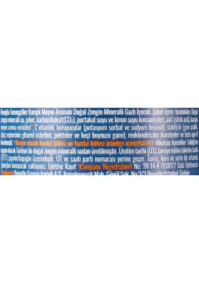Beyoğlu Gazozu Turunçgiller Karışık Meyve Aromalı Gazlı İçecek 250 Ml X 24 Adet