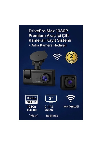 Lcd Ekranlı 1080p 3 Kameralı Araç İçi Kamera Geri Görüş Destekli Gece Görüşlü G Sensörlü