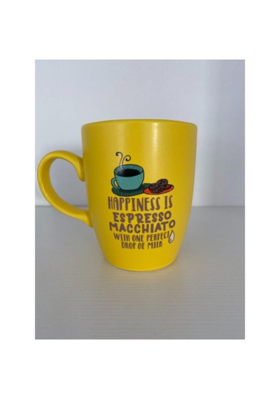 Happiness İs Espresso Machiato Sarı Kupa Bardak Çok Renkli