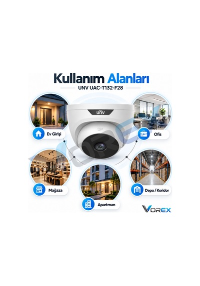 Unv Uac-t132-f28 2mp 1080p 2.8mm 20m Ir Gece Görüşlü Analog Turret Dome Güvenlik Kamerası