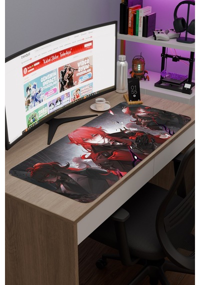 Diluc Genshin Impact Anime Gacha V1 - 90x40 Xxl Gaming Mouse Pad Fare Altlığı