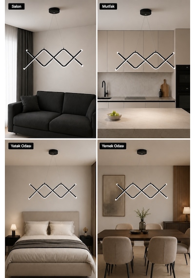 Regnum Led Sarkıt Avize Beyaz Işık Siyah