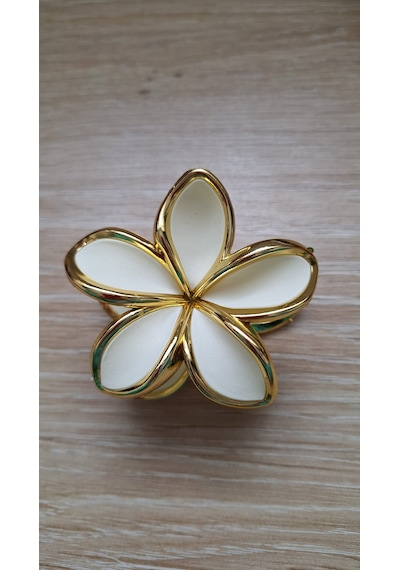 Bayan Lotus Çiçeği Gold Kaliteli Mandal Toka krem