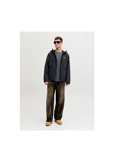 Jack & Jones 12291193 Kapüşonlu Yağmurluk Siyah