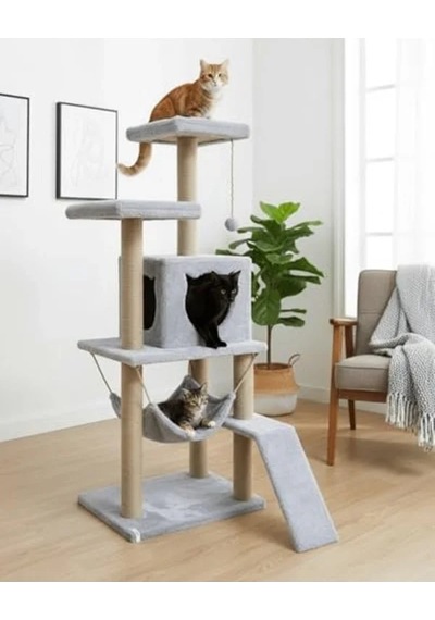 Platformlu Gri Kedi Tırmalama Kulesi, Oyun Evi
