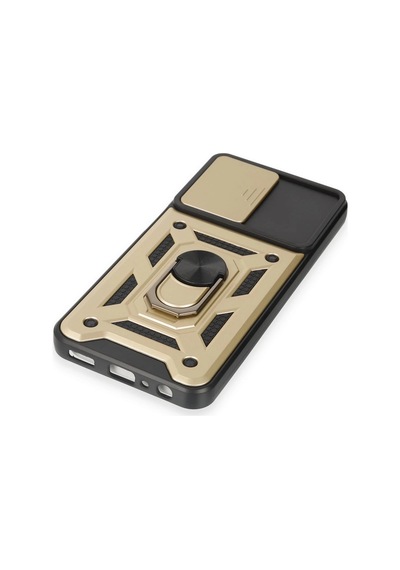 Uray Store Samsung Galaxy Uyumlu  M14 5g Kılıf Pars Lens Yüzüklü Silikon - Gold