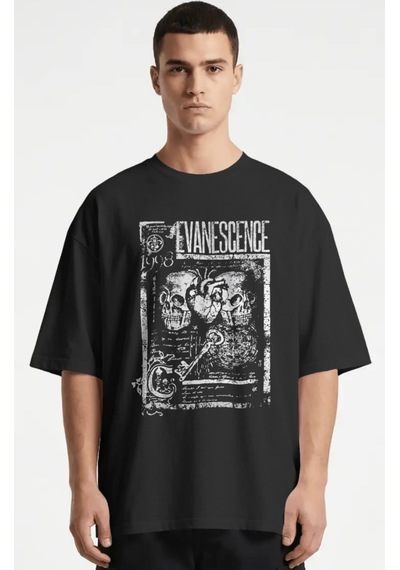 Evanescence Rock Metal Müzik Grubu Baskılı Unisex Oversize Premiu Siyah