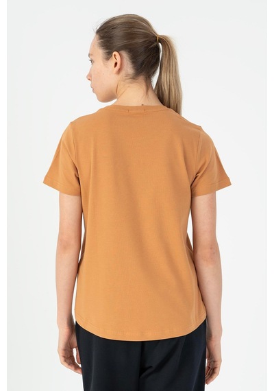Maraton Regular Kadın Bisiklet Yaka Karamel T-shirt Karamel