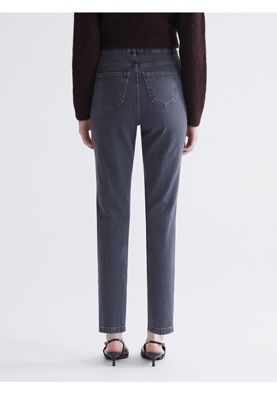 Lcw Modest Gri Mom Fit Kadın Jean Pantolon