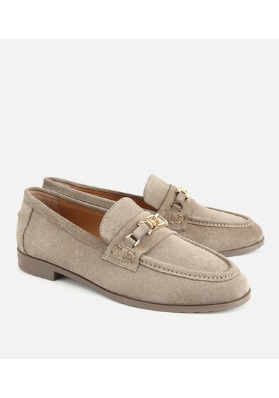 Hotiç Kadın Süet Deri Açık Yeşil Toka Detaylı Klasik Loafer