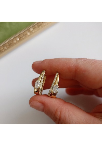 Lente Aksesuar Xuping Damla Model Zirkon Taşlı 14k Altın Kaplama Küpe