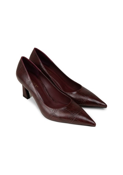 Deery Kadın Bordo Krokodil Desenli Orta Topuklu Stiletto - V4030zbrdm01 Bordo