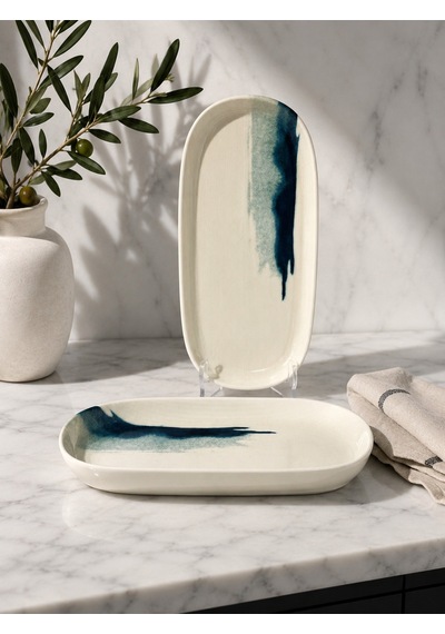2'li Blue Wave Hygge 18 Cm Oval Servis Sos/meze/kahvaltı/reçel/aperatif Çok Renkli