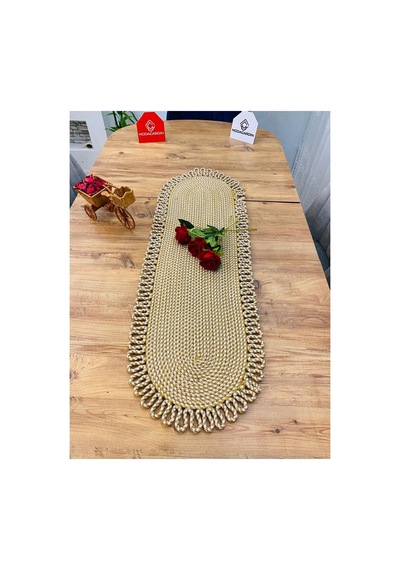 Jüt, Hasır, Dekoratif Masa Örtüsü, Runner 30x80 Cm, Amerikan Servis, Sehpa Örtüsü, Bohem Tarzı Jüt Beyaz Jüt Beyaz