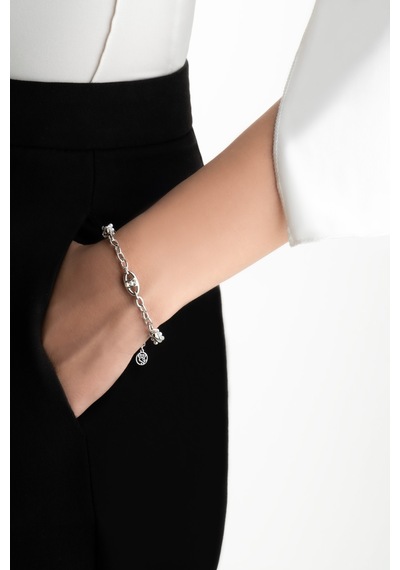 So Chic Audrey 18 Ayar Beyaz Altın Kaplama 19 Cm Gümüş Zincir Bileklik Beyaz