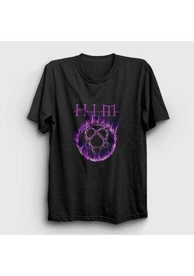 Presmono Unisex Flames Logo Him T-shirt Siyah
