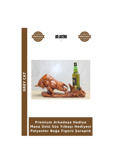 Premium Arkadaşa Hediye Masa Üstü Süs Yılbaşı Hediyesi Polyester Boğa Figürü Şaraplık