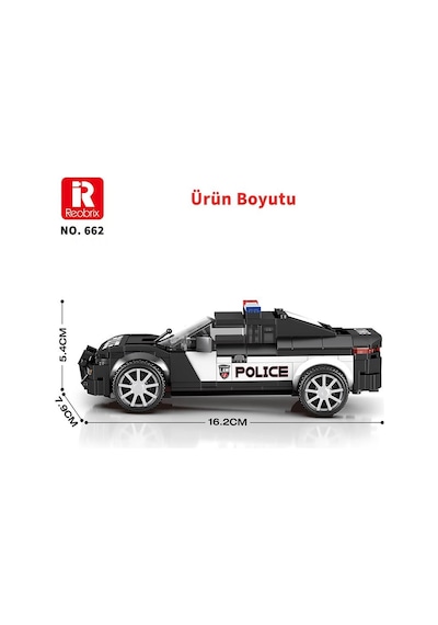 Reobrix Technic 662 Dodge Challenger Polis Arabası Yaratıcı Yapı Blok Seti Building Blocks Ram Police Car - 372 Parça