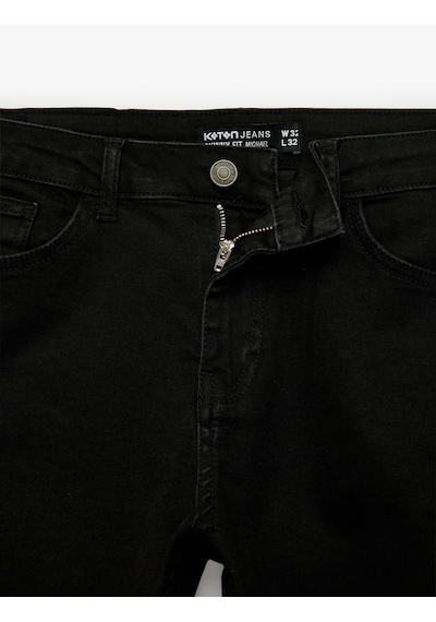 Koton Pamuklu Normal Bel Cepli Skinny Push Up Denim Pantolon - Skinny Push Up Fit Jean Siyah 7wam40234nd