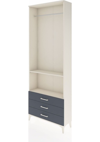 Arges Dolap 2 Raflı 3 Çekmeceli Tek Askılı 88x30x243 Aytaşı-antrasit Aytası