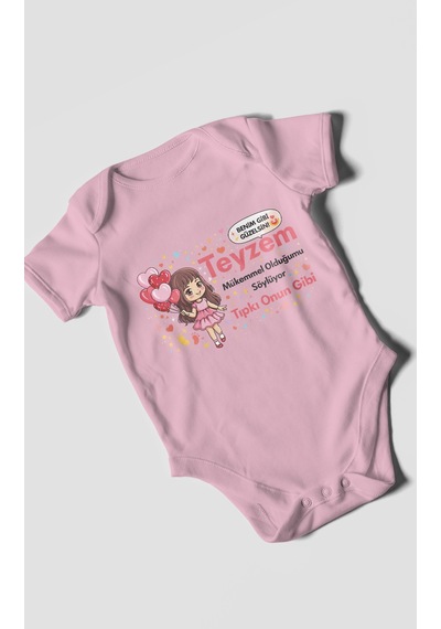 Morivokids Teyzeye Özel Kısa Kollu Bebek Body %100 Pamuk Zbn89-kk Koyu Pembe