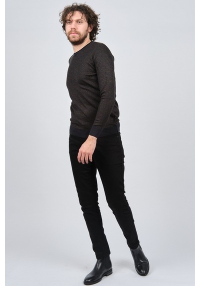 Çizgi Triko Erkek Bisiklet Yaka Slim Fit Desenli Kazak 42554255 L Lacivert