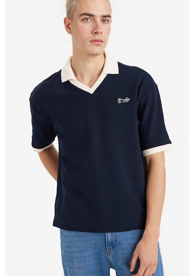 Defacto Dokulu Boxy Fit Polo Tişört F8352ax26spnv64 Lacivert-nv64