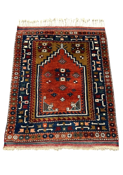 El Dokuma Antika 97x120 Dazkırı Halısı Koleksiyonluk Kök Boya Kiremit