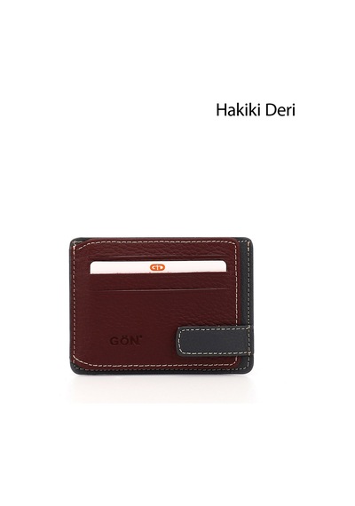 Gönderi(R) Gönderir Bordoya Antrasit Gön Hakiki Deri Unisex Kartlık 06521 Bordo