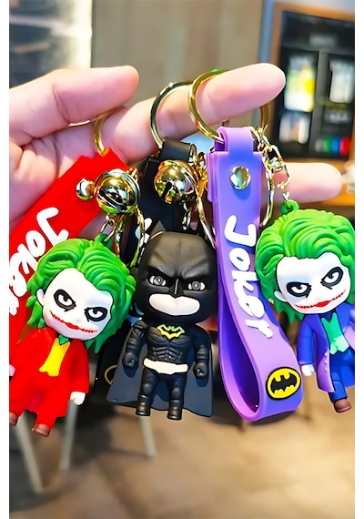 Joker Kırmızı Figürü Anahtarlık Aksesuar Çanta Süsü Silikon 3d Aksiyon Figürü
