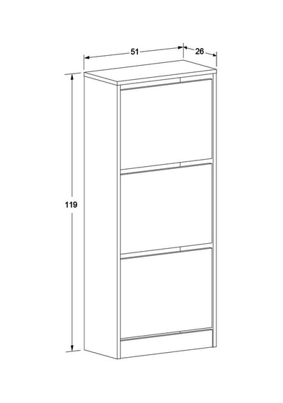 Flat Duo Üç Katlı Ayakkabılık Florida Meşe 51x119x26 Cm Meşe Flat Duo Üç Katlı Ayakkabılık Florida Meşe 51x119x26 Cm Meşe