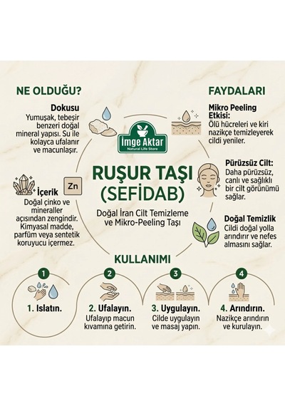 Orijinal Mühürlü Ruşur Taşı Sefidab 12 Adet Doğal Peeling
