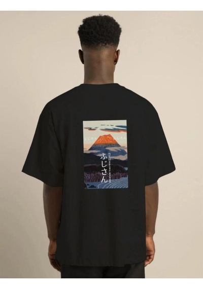 Moda Assema Erkek Bisiklet Yaka Baskılı Kısa Kol Oversize T-shirt - Siyah Çok Renkli