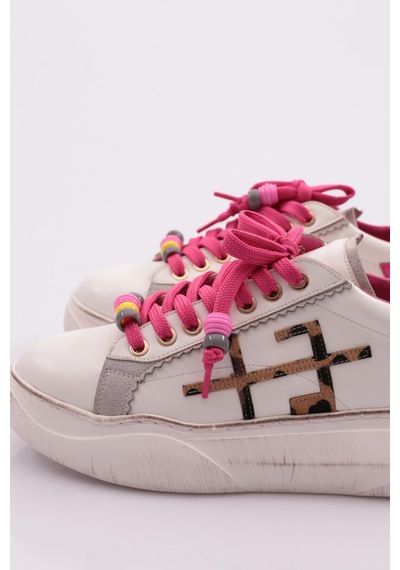 Dgn 1023 Kadin Sneaker Ayakkabi 1023-2007-R0214 Beyaz - Fuşya