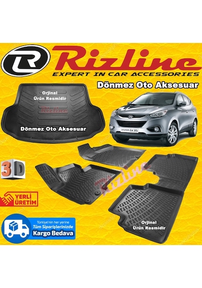 Hyundai Ix35 3D Paspas +Bagaj Havuz Siyah 2010-2015 Arası Rizline N11.8079