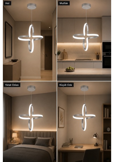 AvizeGO Enzo Led Sarkıt Avize Beyaz Işık Gri