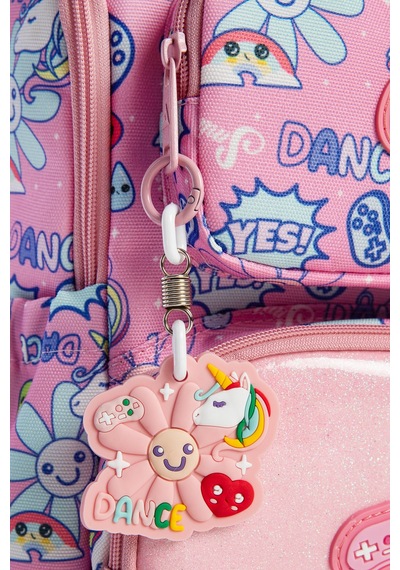 Maxim Dance Sırt Çantası - Gökkuşağı Unicorn Temalı Laptop Bölmeli Kız Okul Çantası İlkokul Pembe
