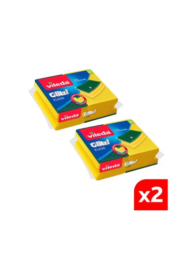 Vileda Oluklu Hijyenik Bulaşık Süngeri 2 x 2 Adet Sarı