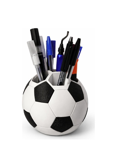 Futbol Topu Kalemlik Masaüstü Kalem Organizer Dekoratif Kalem Tutucu Ofis & Kalemlik Siyah - Beyaz