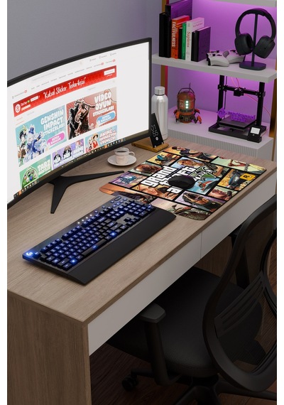 Gta 5 Kaymaz Dikişli Kauçuk Oyuncu Mousepad V2 - 48x40 Xl Gaming Mouse Pad Fare Altlığı